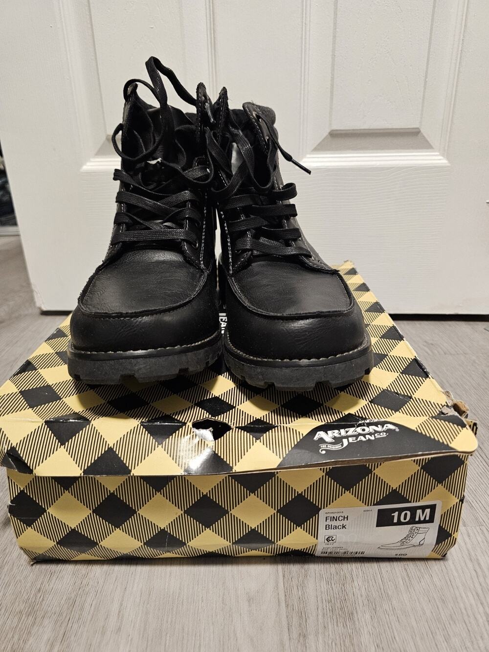 Arizona Jeans Men’s Black Moc Toe Boot Size 10 Ankle Boot Casual Lace Up